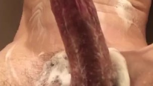 Bath time soapy hole fun with curious frat guy