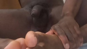 Oiled twink foot fetish with butt plug