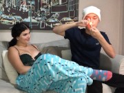 Shared some weed with my roommate that got her horny and on top of me