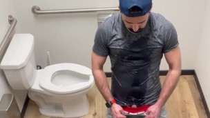 Self piss in public bathroom