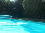 Bonnie sexy tight petite brunette pornstar swimming 3/16