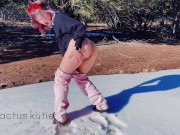 pink overalls pee in the snow - Screenshot 11 of 16 - Outdoor
