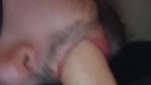 Slow suck on dildo