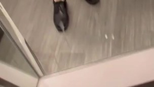 Twink boy cums on mirror in public dressing room