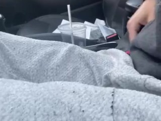 Pulled over to take a piss in a cup in my car shy bladder moaning relief caught