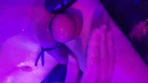 Trap Trying to Aim Toy with Tied Up Cock