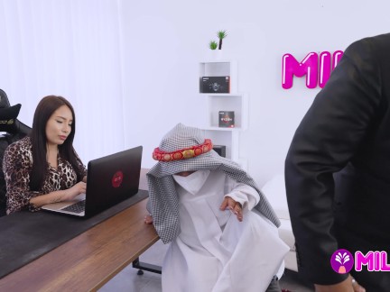Dwarf Arab Khalifa buys company and fucks big-assed secretaries