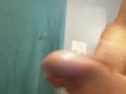 Stroking my big white uncut cock until it explodes