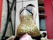 Dominatrix Nika sits on her feminized slave's face with her latex ass. 15/16