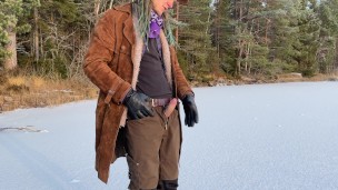 Jerking off on a frozen lake - 4k 60fps