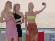 WOWGIRLS Three gorgeous models Nancy A, Lily Bella and Freya Mayer licking and fingering each other in this amazing video 3/16