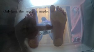 Cock and balls puncaked under glass (preview, full video on Onlyfans) cock trampling