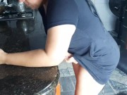 I masturbate in the kitchen while my stepbrother is in the living room. 1/16