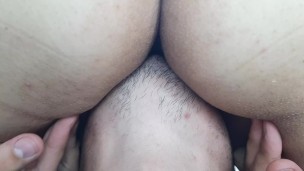 While my horny stepsister looks out the window I suck her delicious pussy