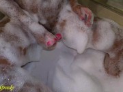 MILF in her hot tub fucks hubby's cock, fingers his prostate before unloading on her big natural tit 8/16