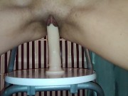 The girl lost and sat on a rubber dick in the bathroom 11/16