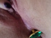 Jerking off with an anal plug