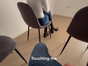 Dick Flash! The redhead girl in jeans jerks me off in the dentist's waiting room