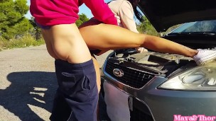 creampie profundo después del sexo al aire libre con mi amigo