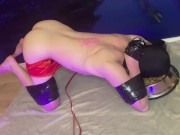 Femdom puppy Slave eats from dog bowl and gets whipped and candle wax over him. 11/16