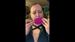 takes 4" dildo gag training teaser