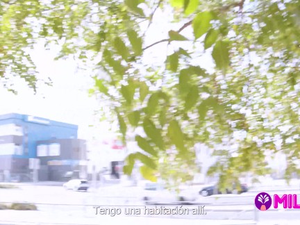 Beautiful big tits bounce on the street