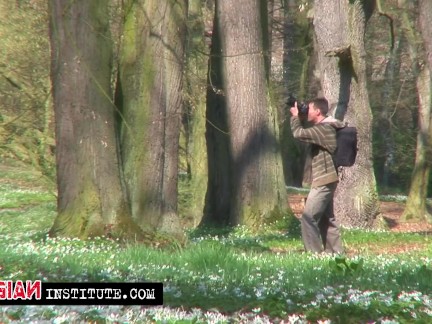 Outdoor sex in the park of the Russian Institute