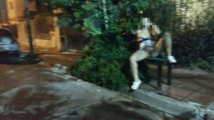 Under dress vagina without panties to cars and train track in busy Street hard anal sex under rain