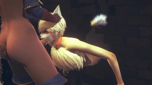 Furry Yaoi Hentai Young Fox suck two futanari dick until they cum in his mouth
