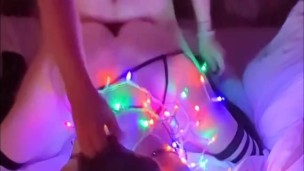Fucked in Christmas Lights and Covered in Cum 🎄
