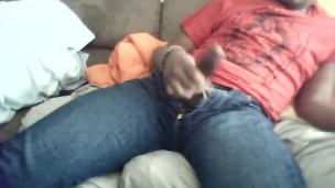 Couch masturbation pt 9 FINALE CUM view in front almost get caught by real dad