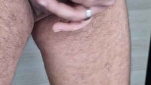 Jerking off my uncut cock and cuming hard