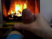 Jerking off by a calming fireplace INSTEAD OF vacuuming HAPPY NEW YEAR! 10/16