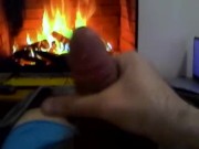 Jerking off by a calming fireplace INSTEAD OF vacuuming HAPPY NEW YEAR! 14/16
