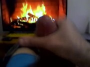 Jerking off by a calming fireplace INSTEAD OF vacuuming HAPPY NEW YEAR! 15/16