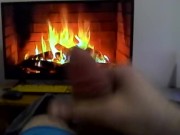 Jerking off by a calming fireplace INSTEAD OF vacuuming HAPPY NEW YEAR! 9/16