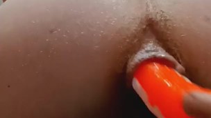 Big vibrator makes my ass drip cum