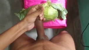 Playing With Cabbage With My Horny Big Black Cock And Balls For Dirty Desire part-1