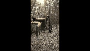 Spread Muscle Thighs on New Year's Eve 2022 Leg Fetish Porno alone in the dark Wood