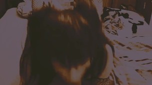 Goth Sissy Whore in Glasses Gives BBC a Quick Blowjob Before Work