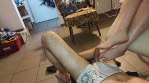 Great first toejob from my sexy teen classmate - she liked it!