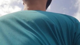 Walking trough the park showing my latin cock