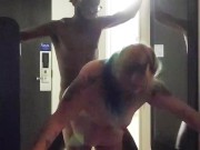 Hotel Maid Loses Balance Taking BBC 16/16