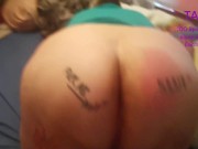 Mistress Spanks Chub Slaves Naked Ass 100 Times! 7/16