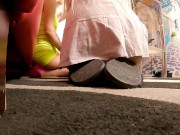 Sexy and hot girls in miniskirt short skirts play games at home behind the scenes 7/16