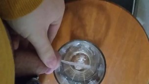 Filling a glass for Pup Abra