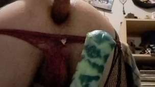 Large Vector from Bad Dragon destroying my ass with 18inchs of deep anal expropriation