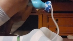 Femboy enjoys knotted dildo