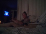 BBW Smoking Cigarettes and Playing Video Games In Black Bra and Panties Part 6 1/16