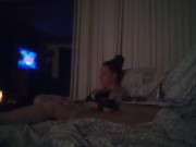 BBW Smoking Cigarettes and Playing Video Games In Black Bra and Panties Part 6 3/16